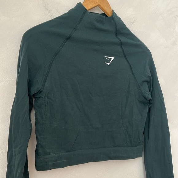 GYMSHARK VITAL SEAMLESS 2.0 HIGH NECK CROP TOP GREEN - Picture 4 of 9